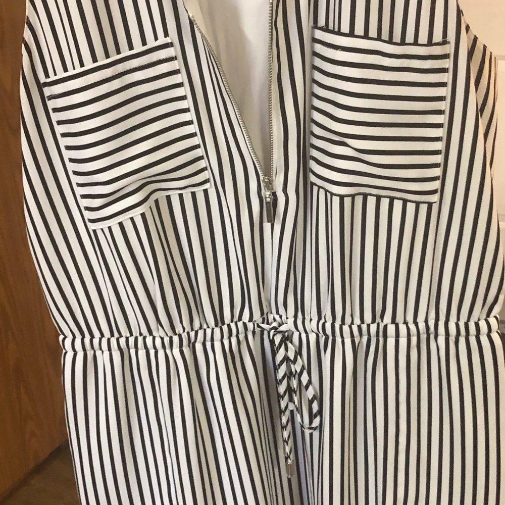 Counterparts Black and White Striped Midi Dress